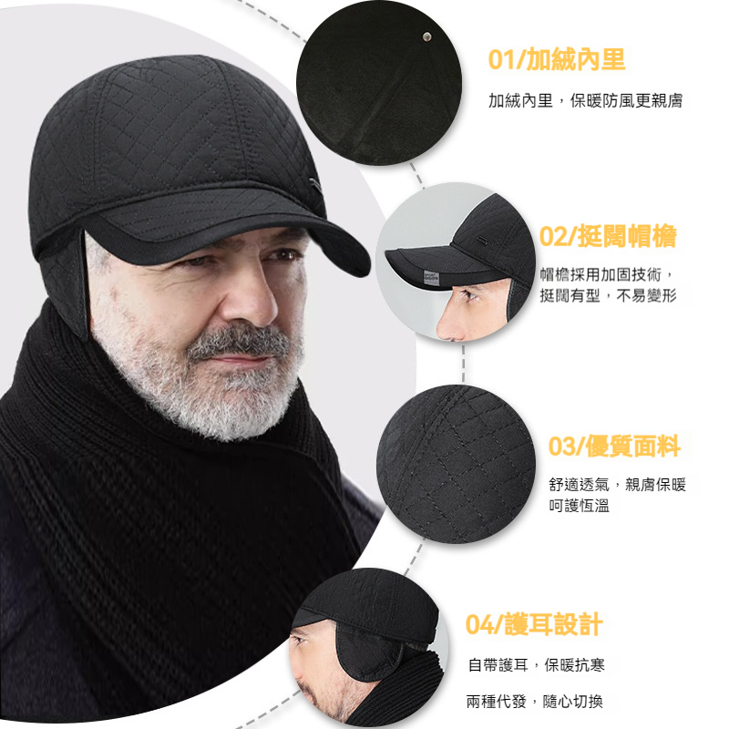 加絨保暖棒球帽