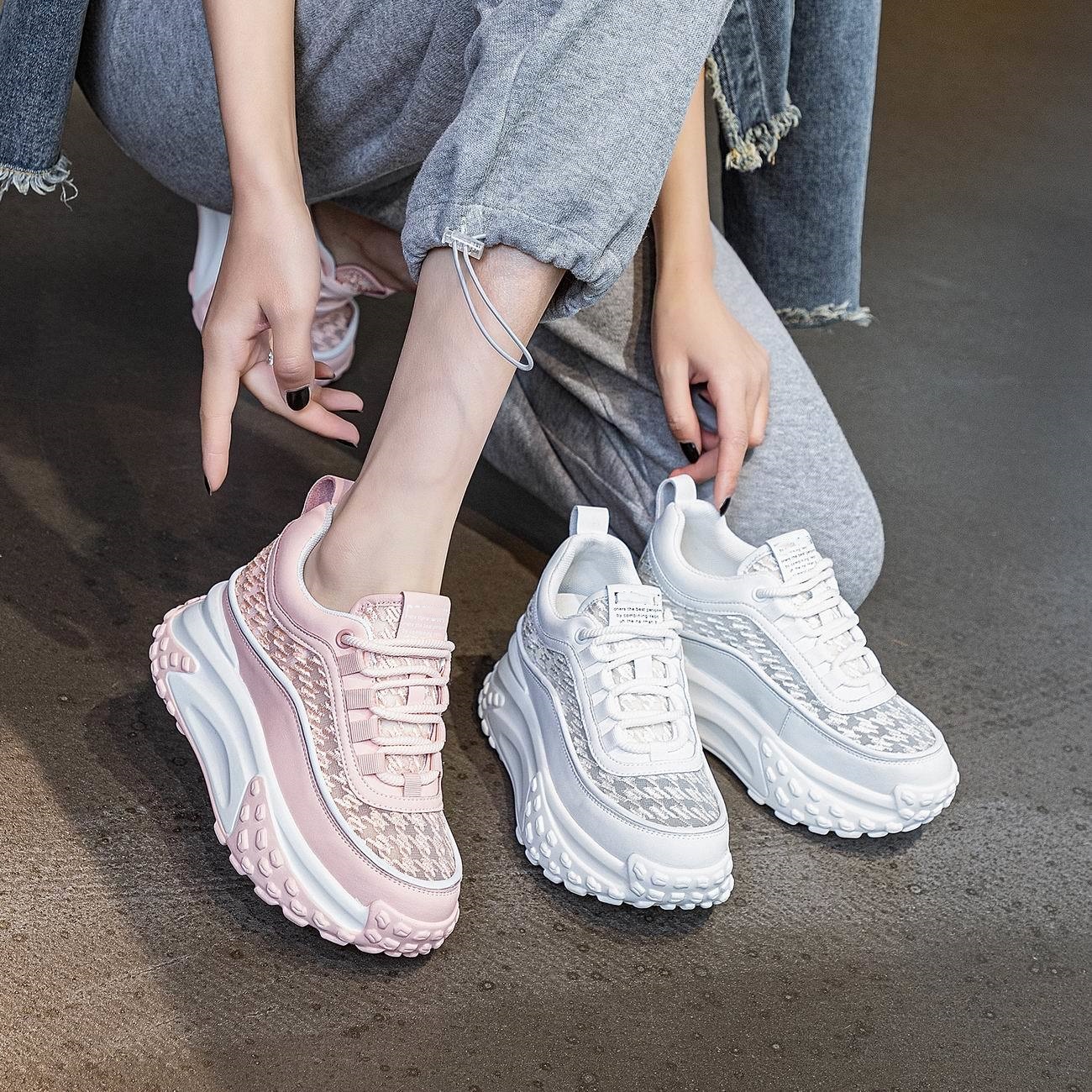 厚底網紗休閒鞋