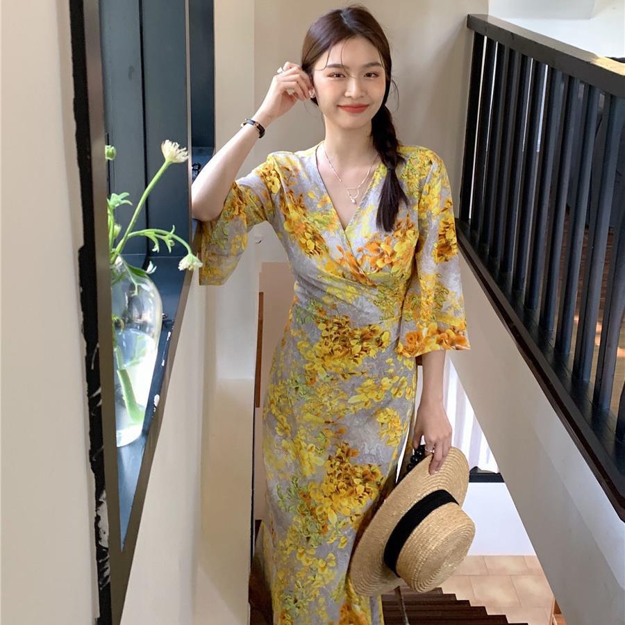 法式花卉連衣裙