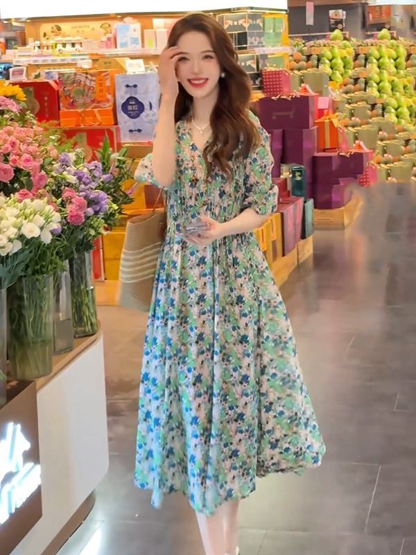 清新碎花連衣裙