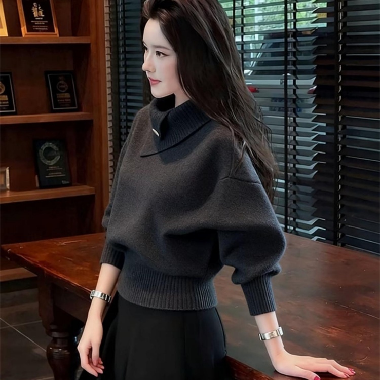 半高領氣質針織衫